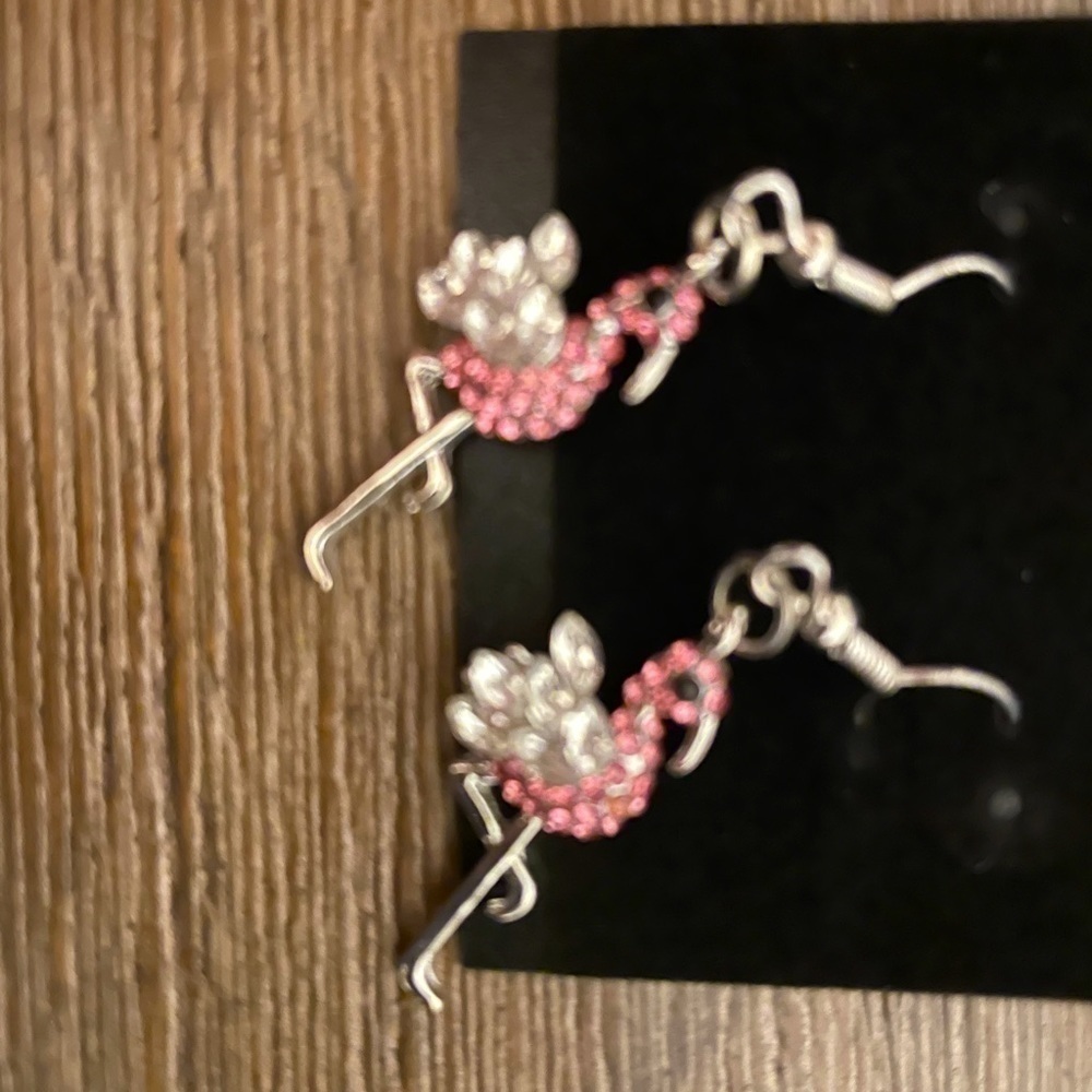 2/&10 Sparkly flamingo earrings